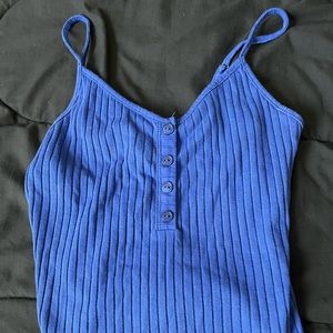 Blue V cut crop top